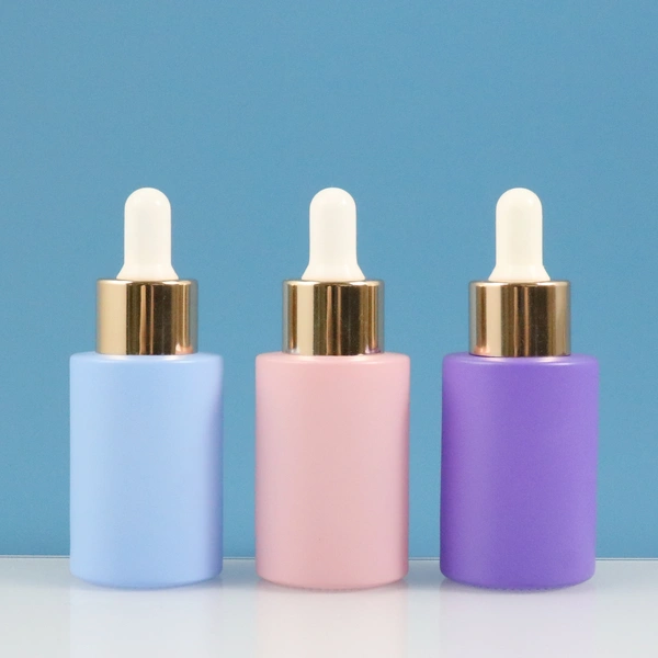 perfume packaging serum flat shoulder dropper oil glass bottles