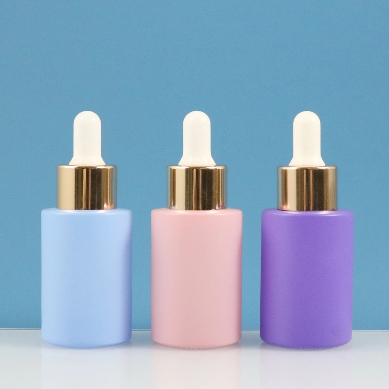 perfume packaging serum flat shoulder dropper oil glass bottles