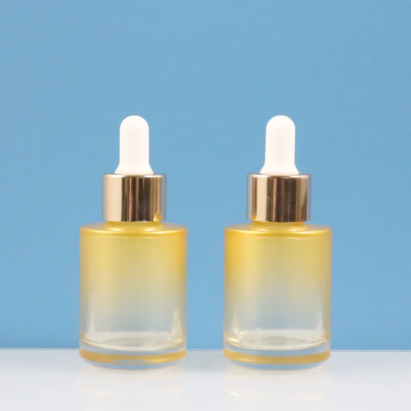 perfume packaging serum flat shoulder dropper oil glass bottles