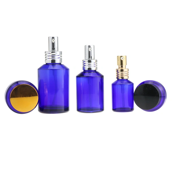 Slant Shoulder Glass Cream Essential Oil Foundation Bottle and Jar