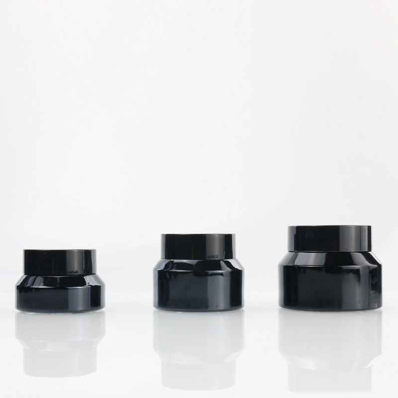 Black Slant Shoulder Glass Cream Essential Oil Foundation Bottle