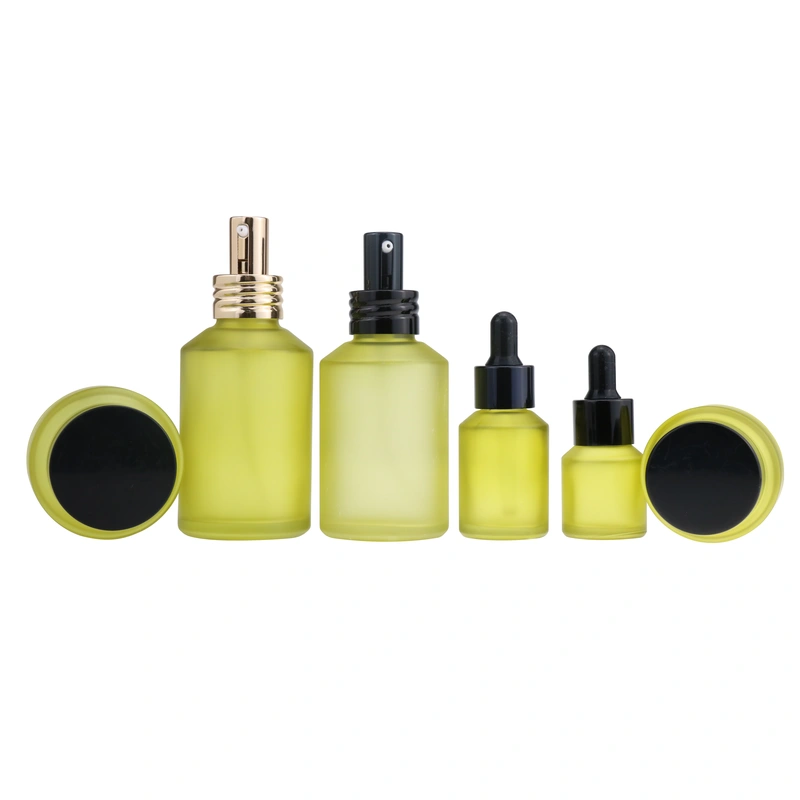 Blue Slant Shoulder Glass Cream Essential Oil Foundation Bottle