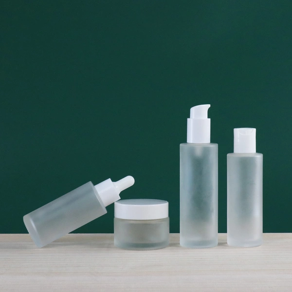 Glass Bottle Lotion Pump Blue Cosmetic Glass Simple Skin Care Pump Sprayer