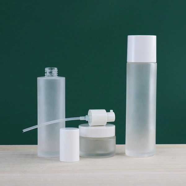 Glass Bottle Lotion Pump Blue Cosmetic Glass Simple Skin Care Pump Sprayer