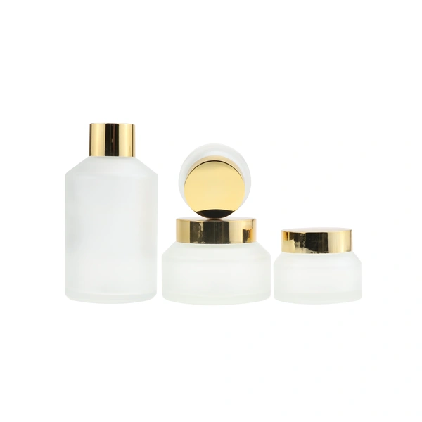 Cosmetic Packaging Glass Bottle And Jar Sets 30ml 50ml Press Dropper 