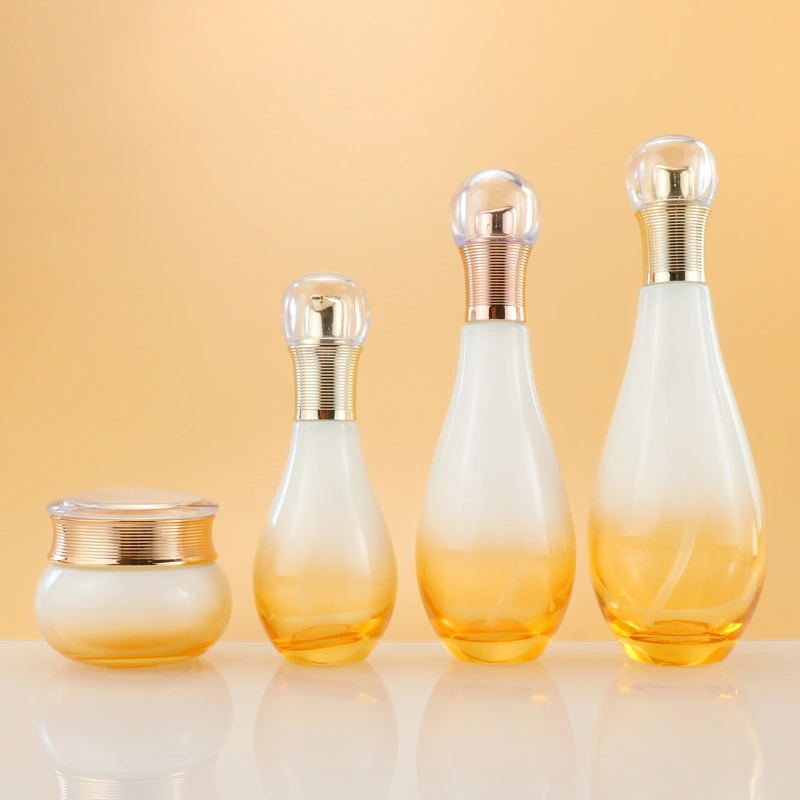 white glass oil bottle perfume spray glass toner lotion bottle sets 