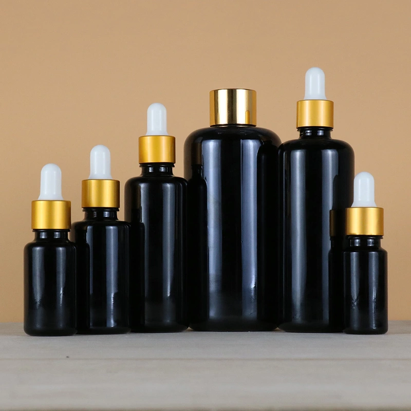 black essential oil perfume glass bamboo dropper bottle