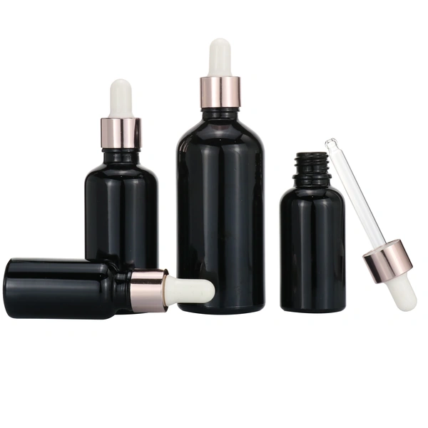 pink essential oil perfume glass bamboo dropper bottle