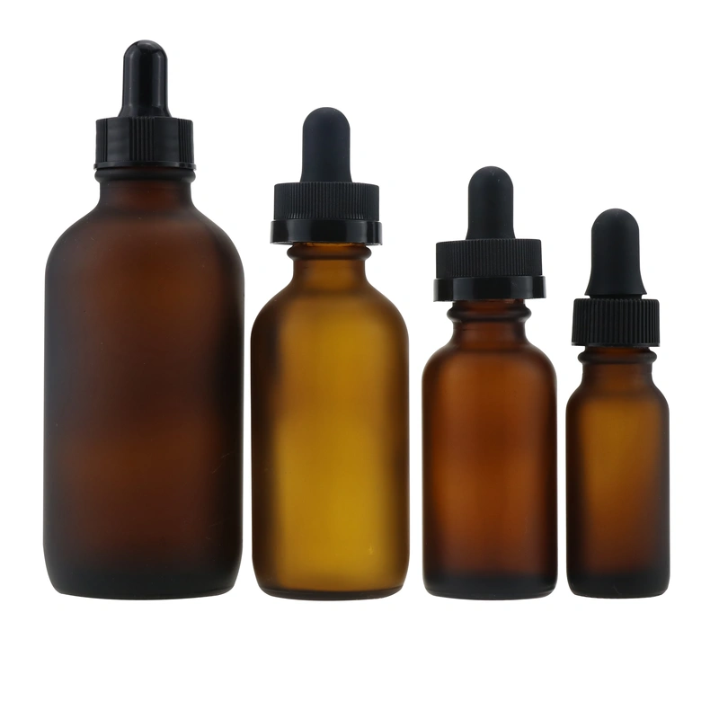 matte black empty perfume glass dropper spray boston round  bottle