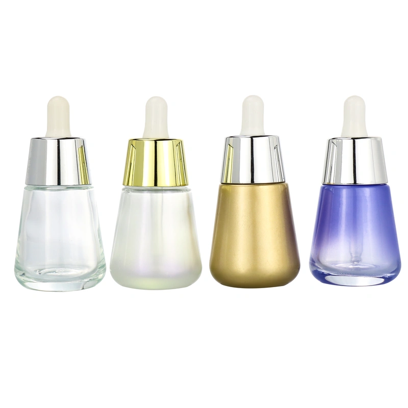 clear empty lotion cream glass dropper serum round  cosmetic bottle