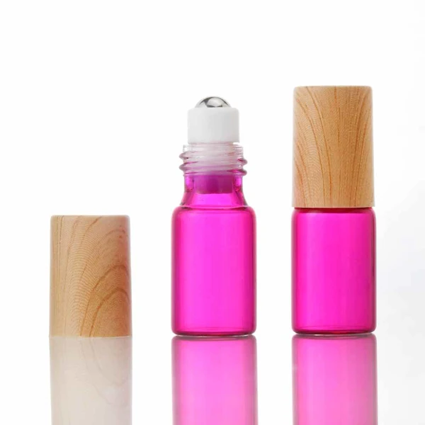Essential Oil Use Pink Roll On Glass Roller Bottle With Ball Gold Cap