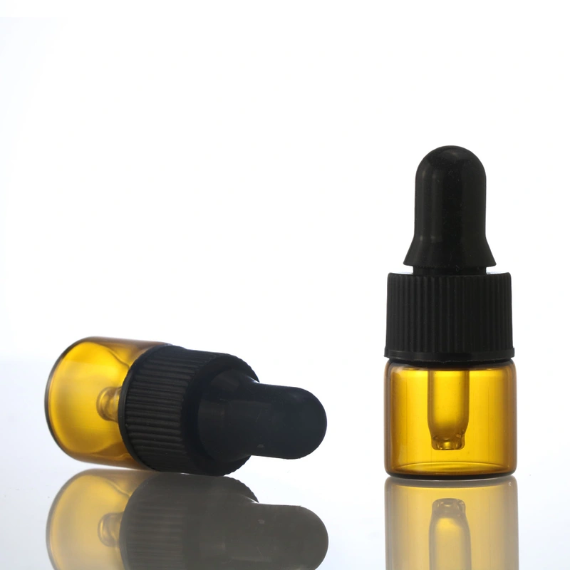 Amber Transparent 1ml 2ml 3ml Mini Sample Glass Dropper vial