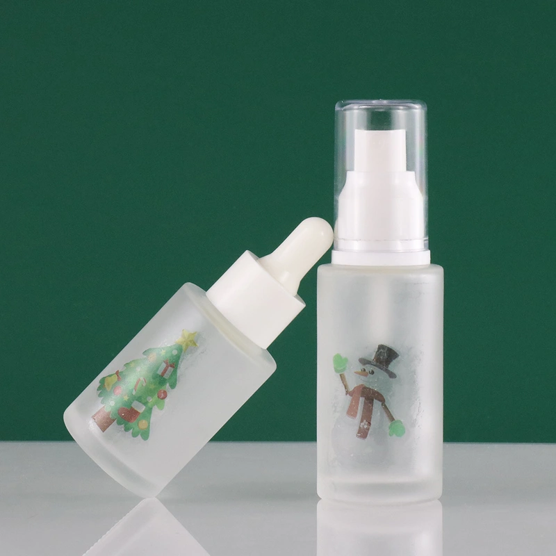 empty serum lotion pump glass bottle and jar set
