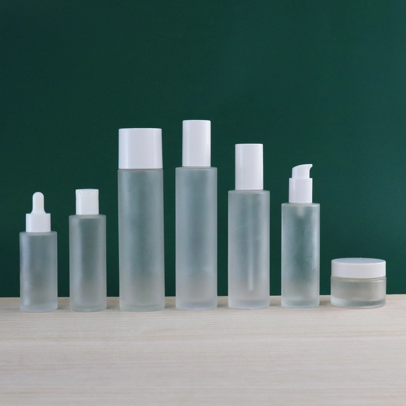 Cosmetic  Frosted Glass Face Oil Serum  Pump Oil Dropper Bottle