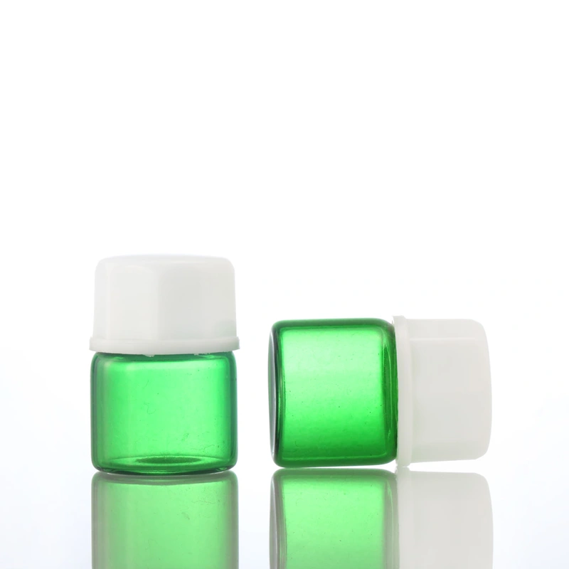 1ml 2ml 3ml green glass bottle with insert and black cap