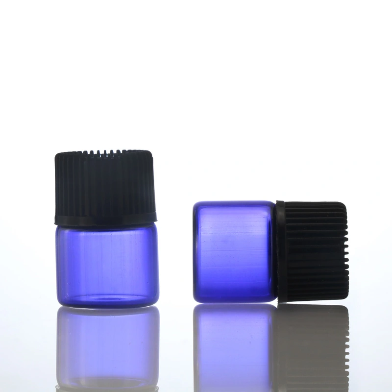  amber blue glass bottle with inner stopper for essential oil