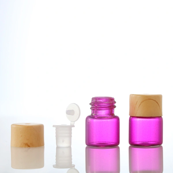 1ml 2ml amber/pink essential oil sample traveling glass bottle