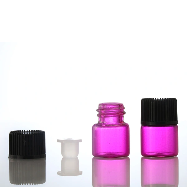 1ml 2ml amber/pink Essential Oil Bottle with Orifice Reducers