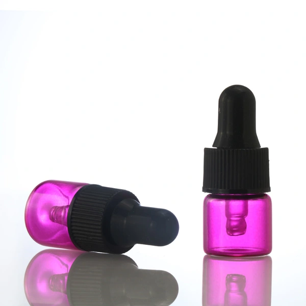 Small pink 2ml brown sample bottle with drip stick