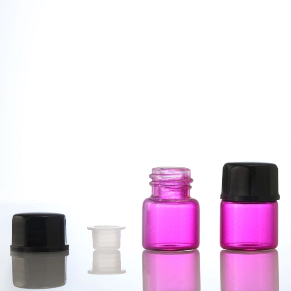 Small 2ml pink Mini Essential Oil Dropper Bottles