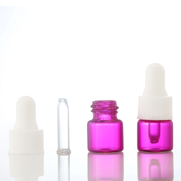Small 2ml pink Mini Essential Oil Dropper Bottles
