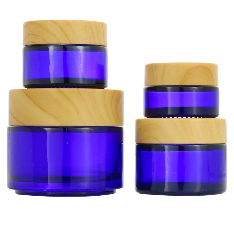 Frosted Glass Bamboo Jars Frosted Glass Cosmetic Cream Jar 