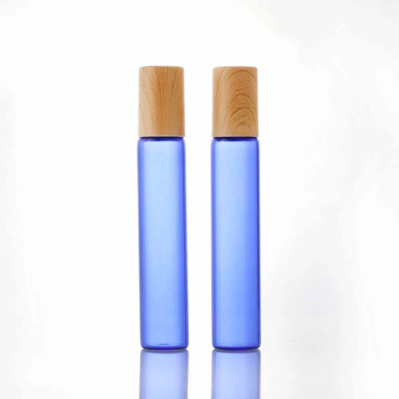 cosmetic package glass perfume roll on bottles with plastic bamboo cap