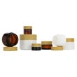 30ml glass jar cosmetics packaging bamboo lid face cream container
