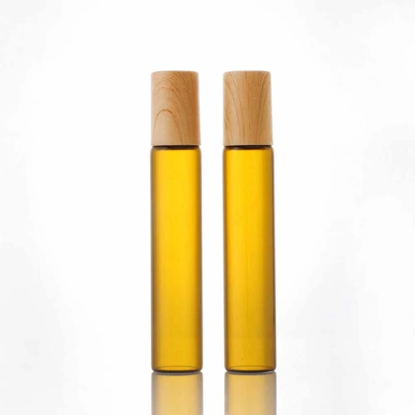 colourful glass perfume roll on bottles with plastic bamboo cap