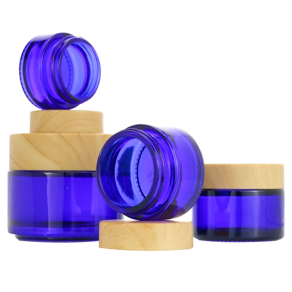 Matte Beauty Gel Jar Frosted Glass Cream Jar With Bamboo Lid