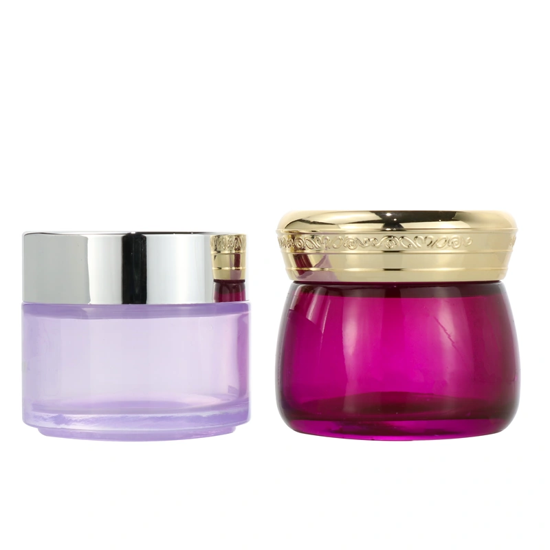 frosted cosmetic cream glass jar with lid
