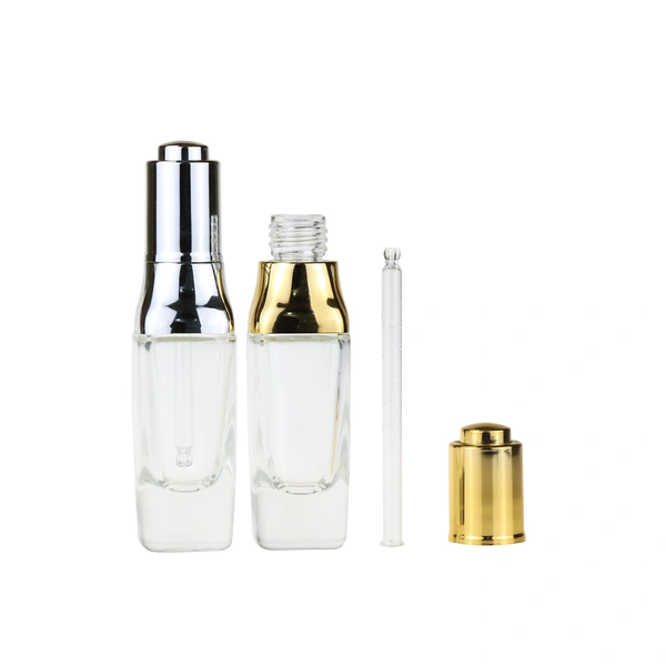 Luxury Empty Custom Printing 1oz 30ml 50ml Flat  Dropper Glass Bottle