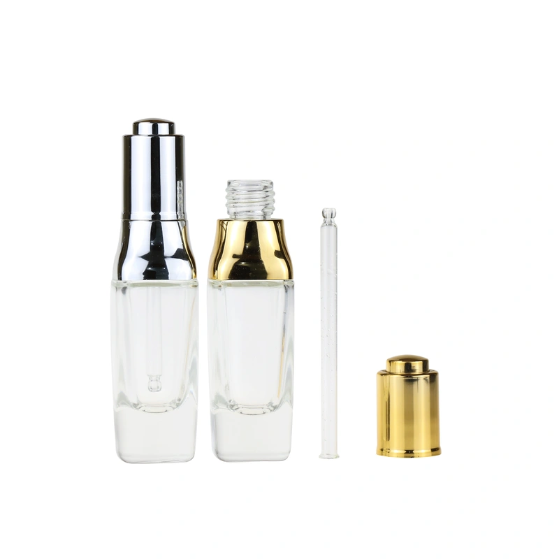 Luxury Empty Custom Printing 1oz 30ml 50ml Flat  Dropper Glass Bottle