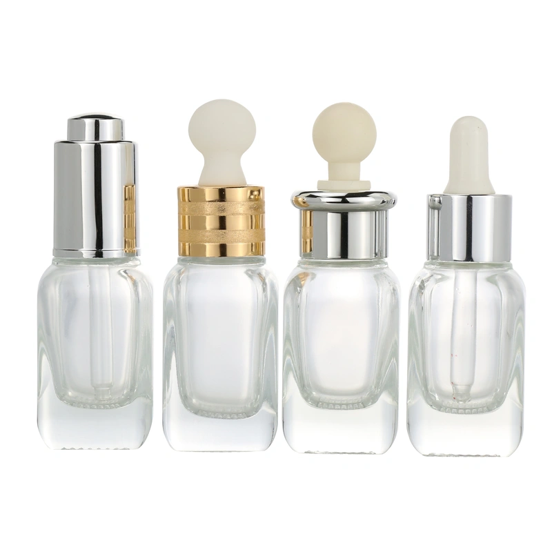 Factory Direct 10ml Square Thick Bottom Glass Dropper Serum Bottle