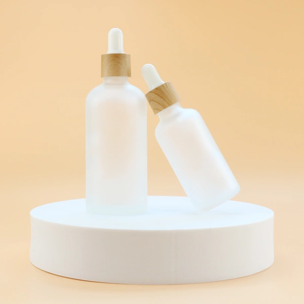  1oz frosted clear Glass Dropper Bottle With bamboo Dropper