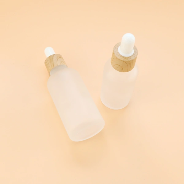  1oz frosted clear Glass Dropper Bottle With bamboo Dropper