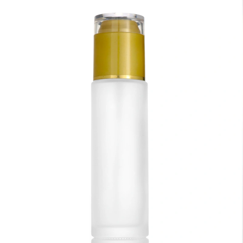 Luxury wholesale100ml cosmetic glass lotion bottles with gold pump