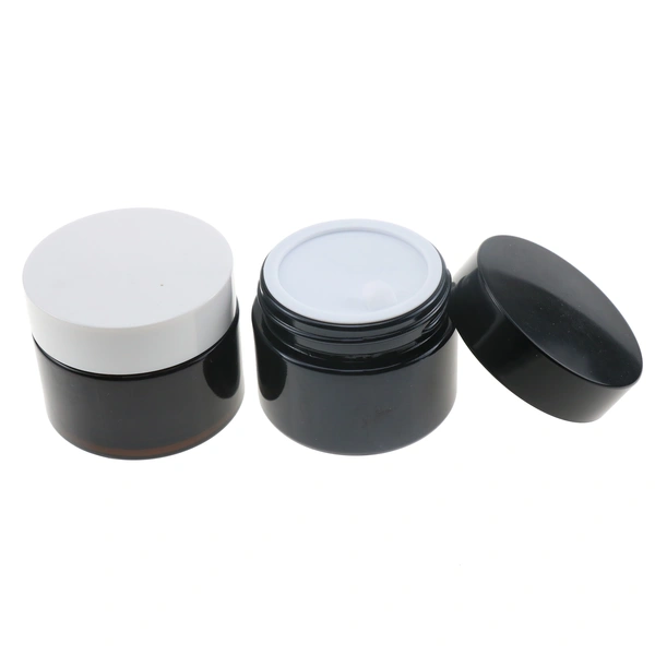 black cosmetic packing skincare glass face cream jar