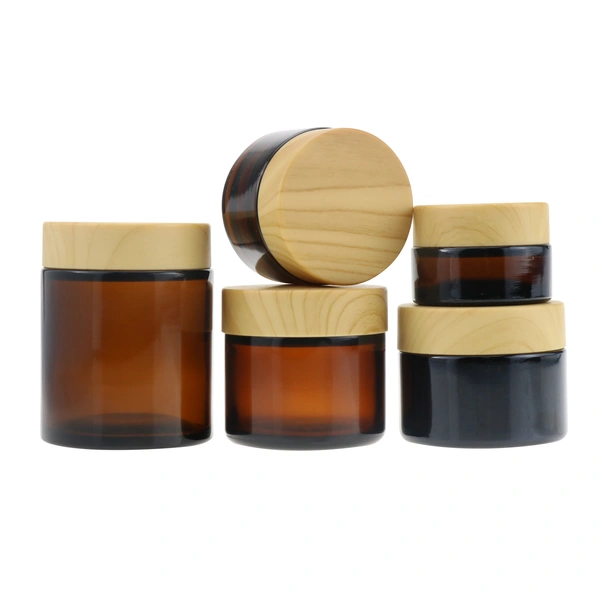 20g cosmetic glass jar with bamboos screw lid