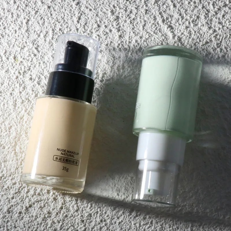 1oz empty liquid foundation bottle flat shouldern essence pump bottle