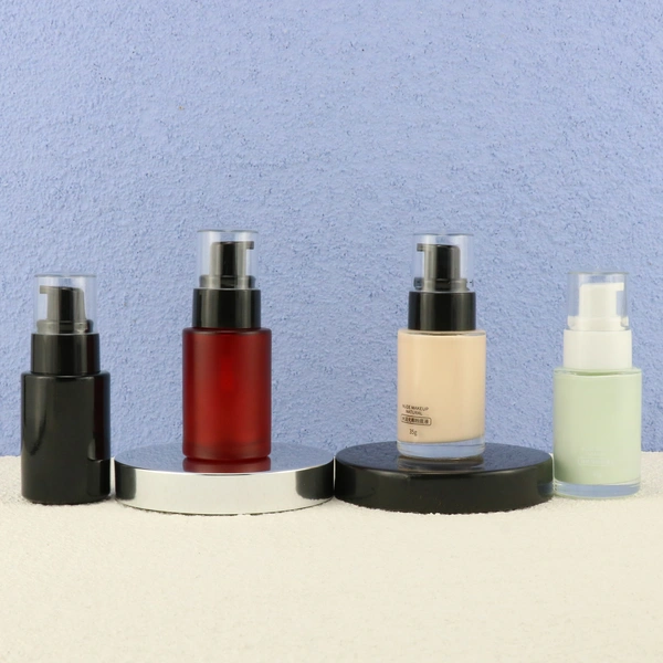 Luxury cosmetic packaging cylinder round pump bottle