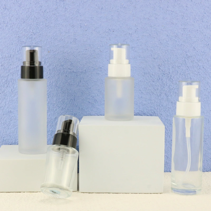 Luxury cosmetic packaging cylinder round pump bottle