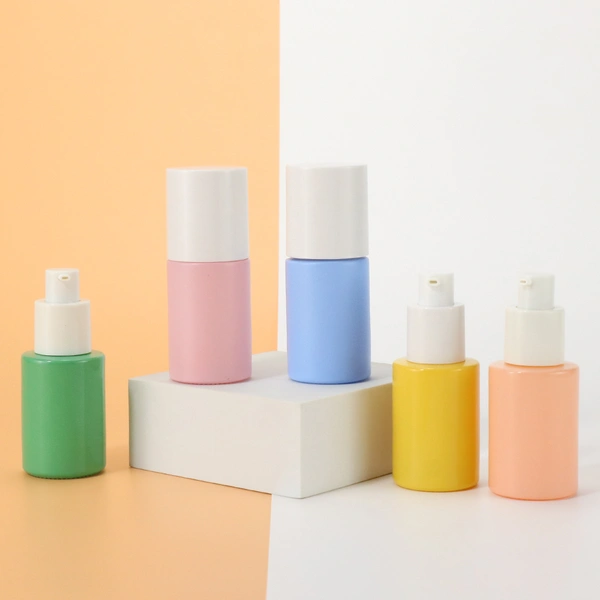 1oz colorful serum pump glass bottle for cosmetic bottle