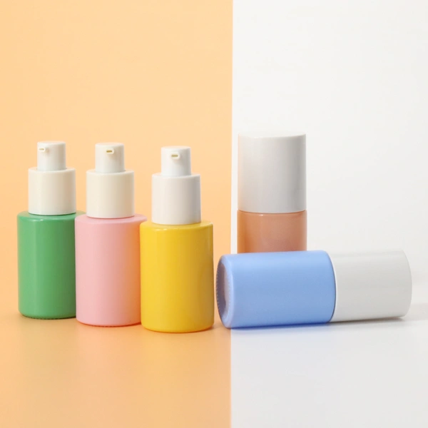 1oz colorful serum pump glass bottle for cosmetic bottle