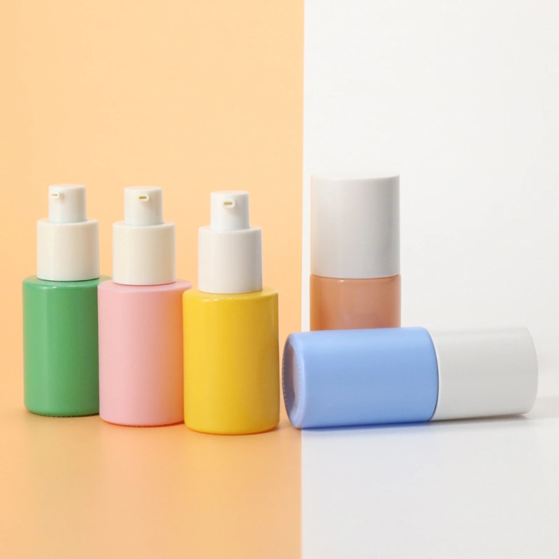 1oz colorful serum pump glass bottle for cosmetic bottle