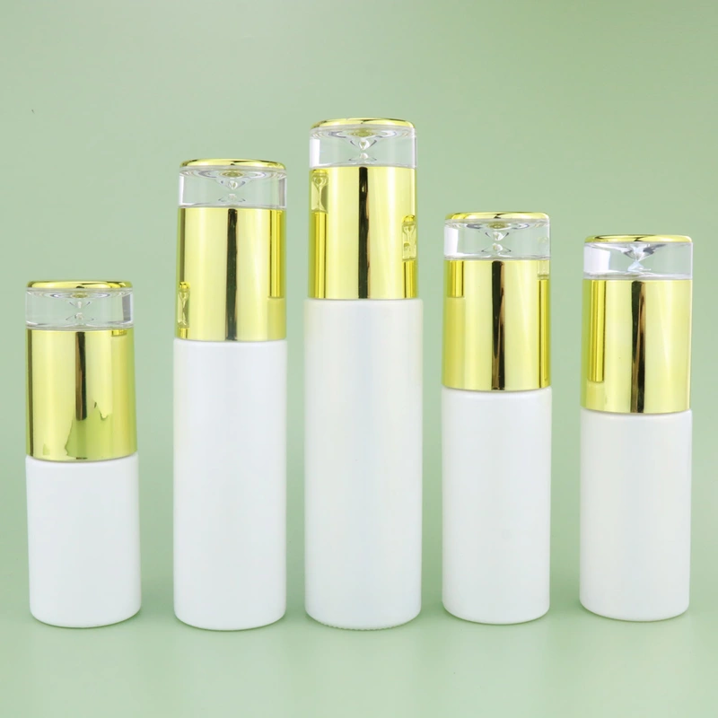wihte serum pump glass bottle for skincare packaging