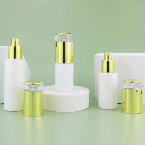 wihte serum pump glass bottle for skincare packaging