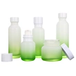 black skincare cosmetic glass bottle set with pump lotion cap