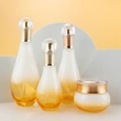 black skincare cosmetic glass bottle set with pump lotion cap
