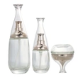 black skincare cosmetic glass bottle set with pump lotion cap